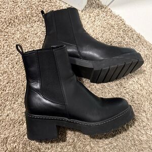 Madden Girl Black Chunky Chelsea Ankle Boots